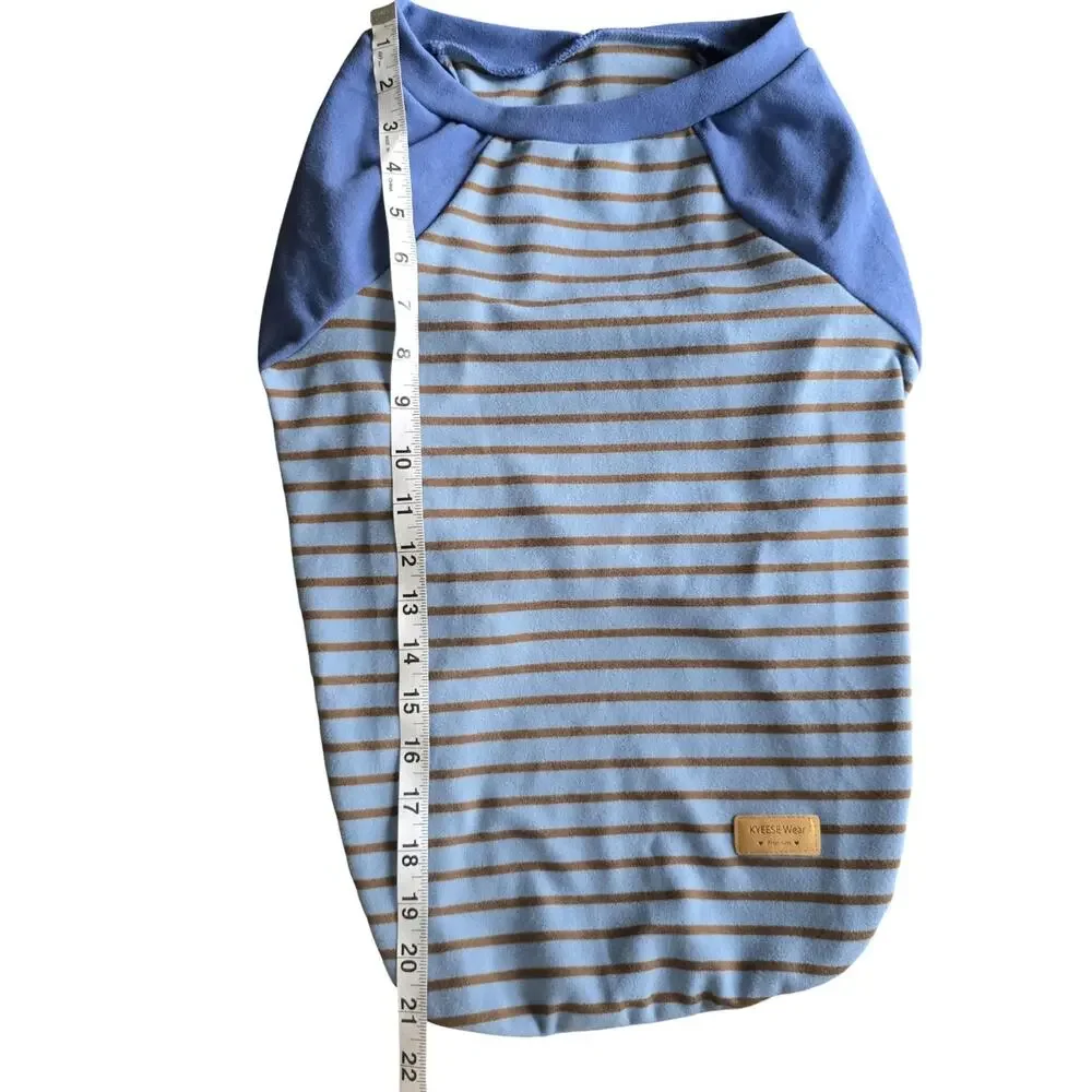 Kyeese Wear Dog Shirt XXL Blue Brown Striped Raglan Pet Tee NWT